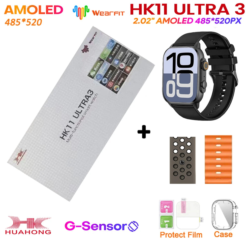 New HK11 ULTRA 3 MAX Smartwatch 2025 49mm HD AMOLED 4G ROM Bluetooth Network Call Robot Clock NFC Compass Smart Watch Men Women