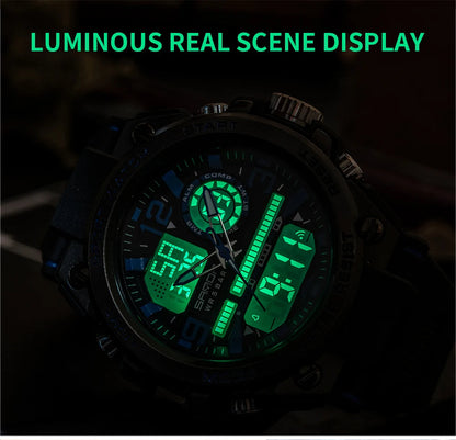 SANDA Men Sports Quartz Watches Dual Display LED Electronic Digital Wristwatches Waterproof Military Watch Relogios Masculino