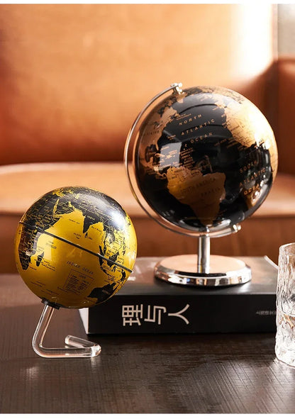 Creative metal rotating globe artwork, suitable for children classroom education learning living room office desktop decoration