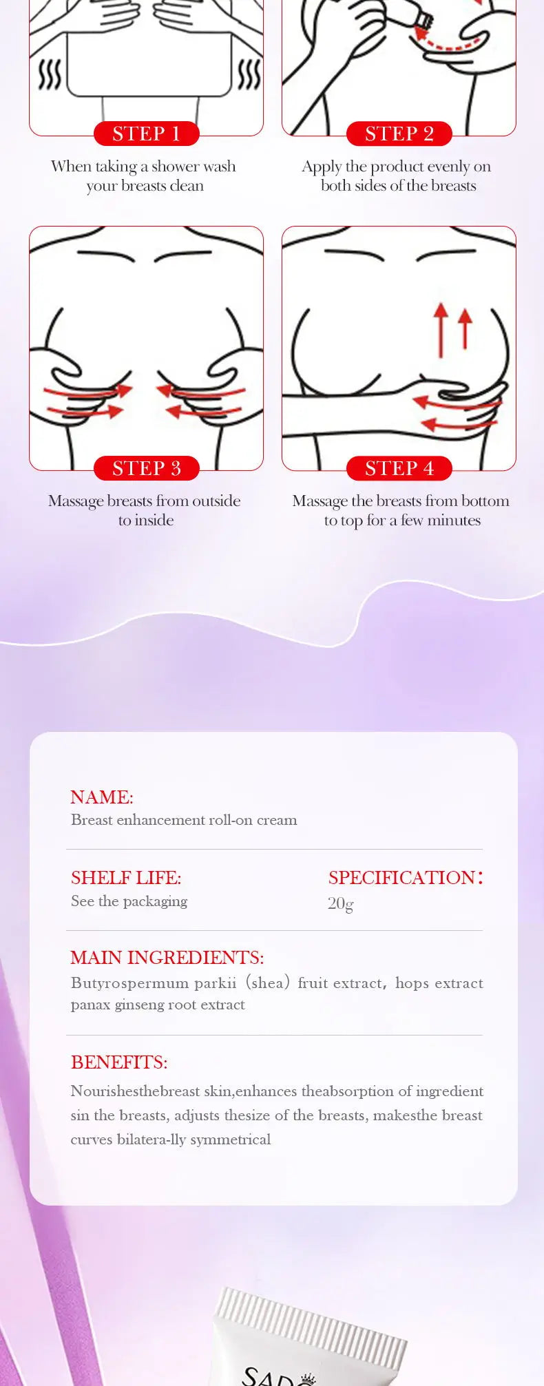 Natural Breast Enlargement Cream Chest Lift Firm Enhancer Care Oil Butt Breast Plump Growth Massage Boobs Bigger Sexy Body Care