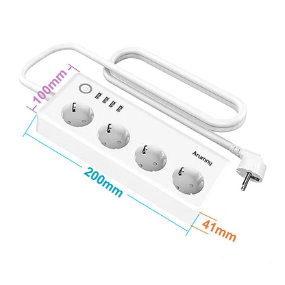 Arumny EU Plug Zigbee Power Strip Tuya Smart Life Zigbee2mqtt 1.8m Extension cord Alexa Google Assistant Voice Controll 16A 220V