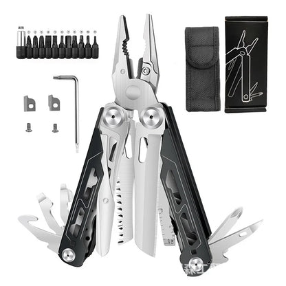 TRALOW Multi Functional Tool Pliers 28 in 1 Stainless Steel Foldable with Thread Cutter Knife Saw Screwdriver for Camping Repair