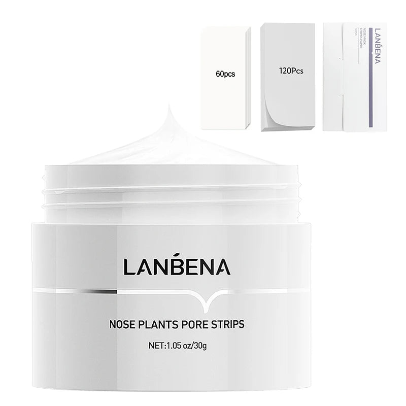 LANBENA Blackhead Remover Peel Off Mask Aloe Vera Extract Oil Control Nose Mask with 180pcs Cleanses for Deep Clean Hydrating