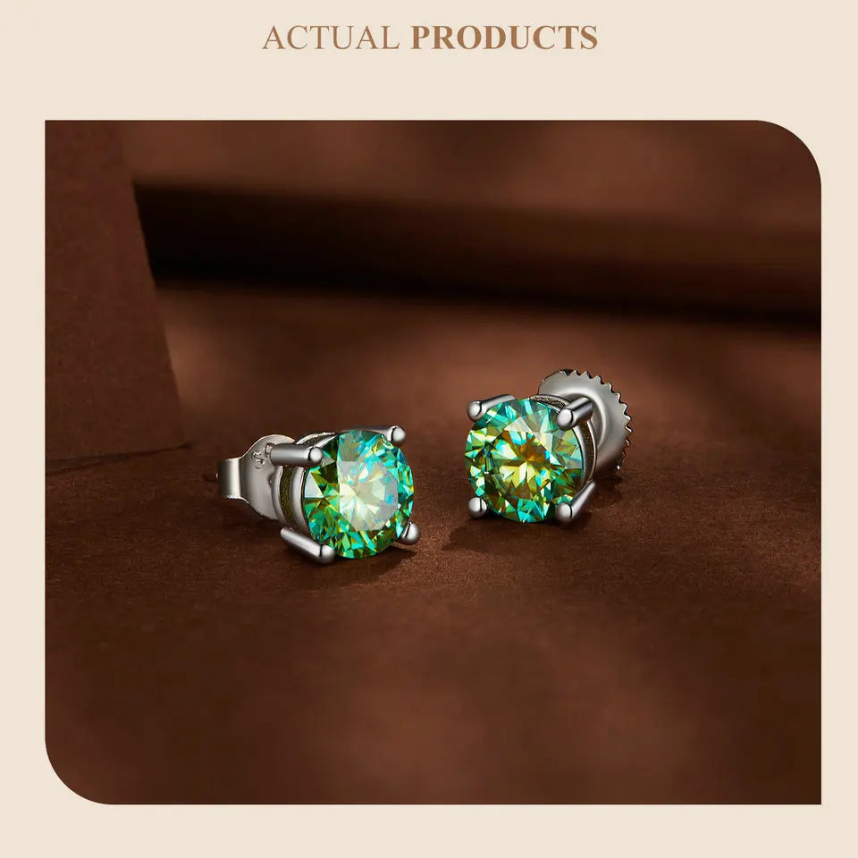 BAMOER 4 Prongs Moissanite Earrings for Women Solid 925 Sterling Silver 2CT VVS1 Lab Diamond Sparkling Classic Wedding Jewelry