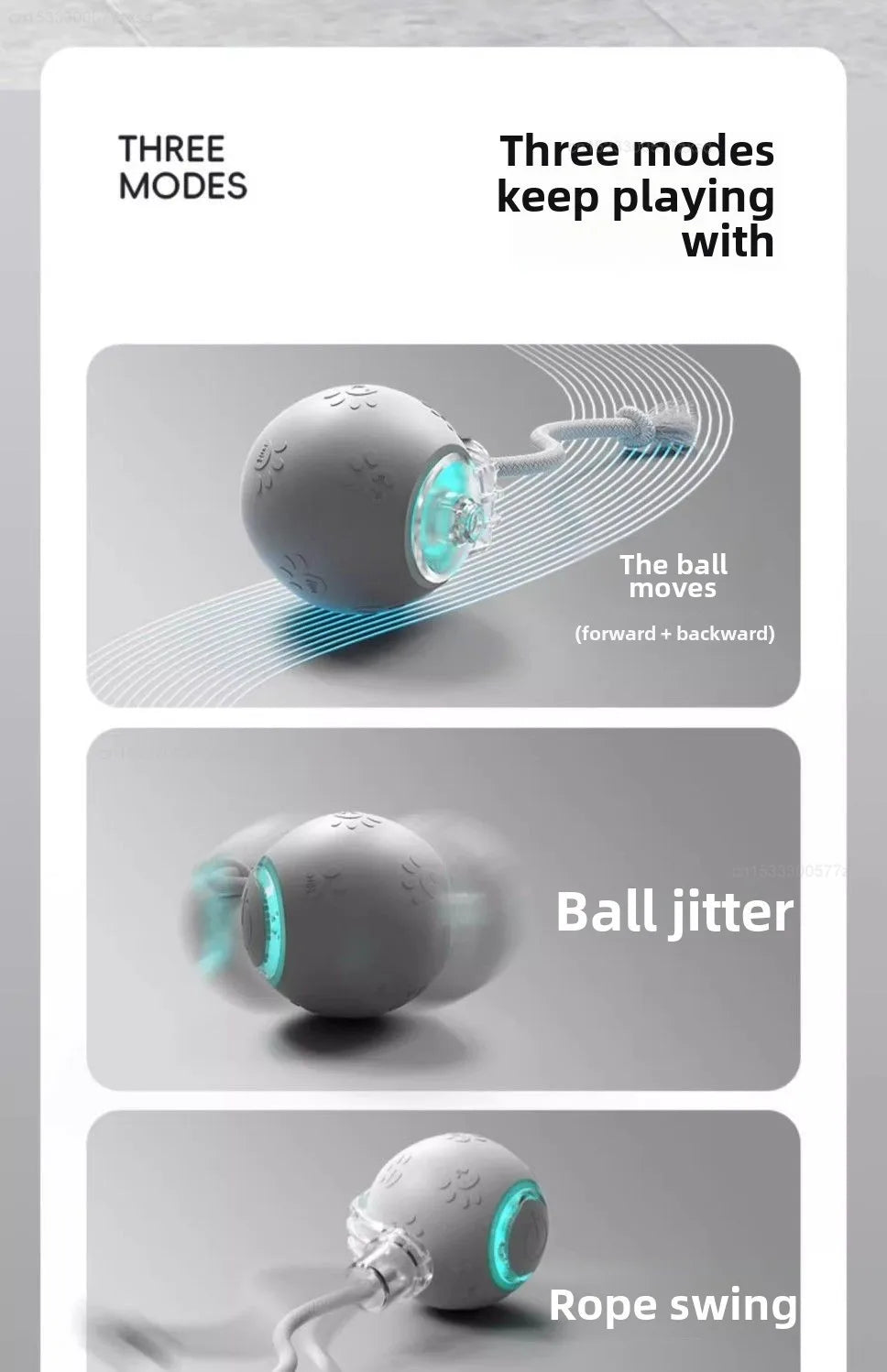 Xiaomi POPO Smart Automatic Cat Teasing Ball Indoor Pet Interactive Rolling Ball Electric Pet Ball Toy Simulated Tail For Cats