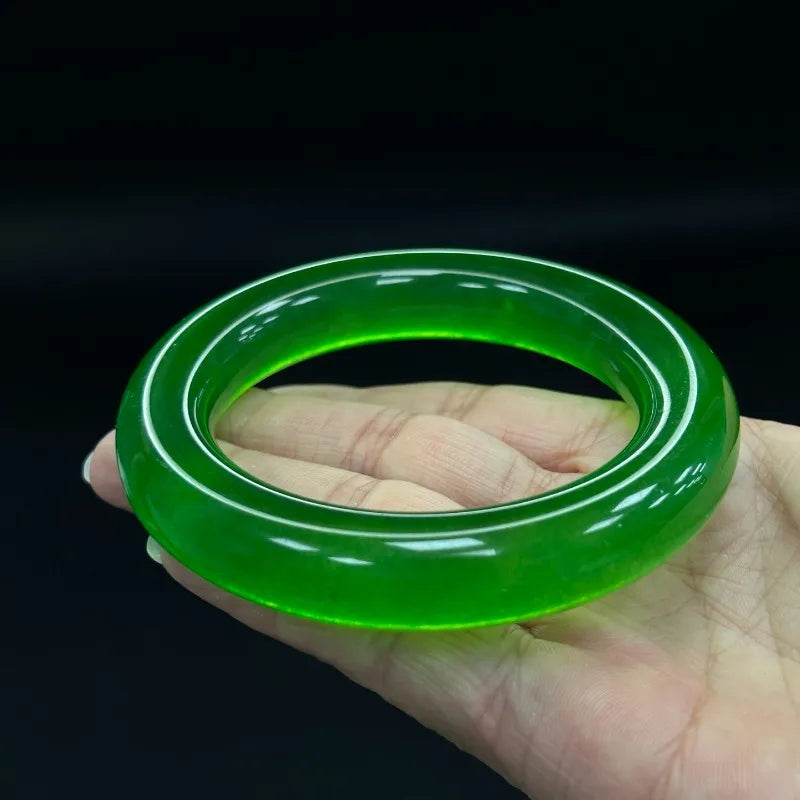 Natural Green Quartzite Jade Bracelet, Classic Simple and Versatile Jade Bracelet