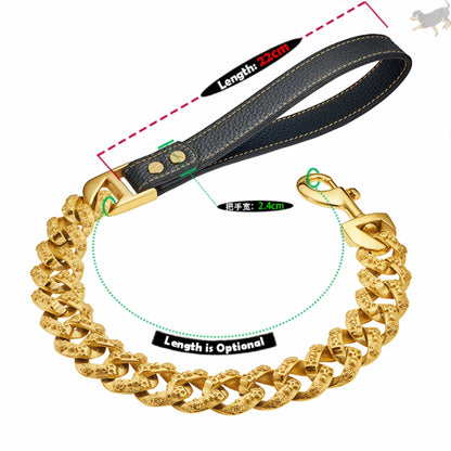 Large Dog Leash 32MM Gold Silver Stainless Steel Pet Leash Fashionable Mysterious Skull Chain Sturdy High-end Dog Product