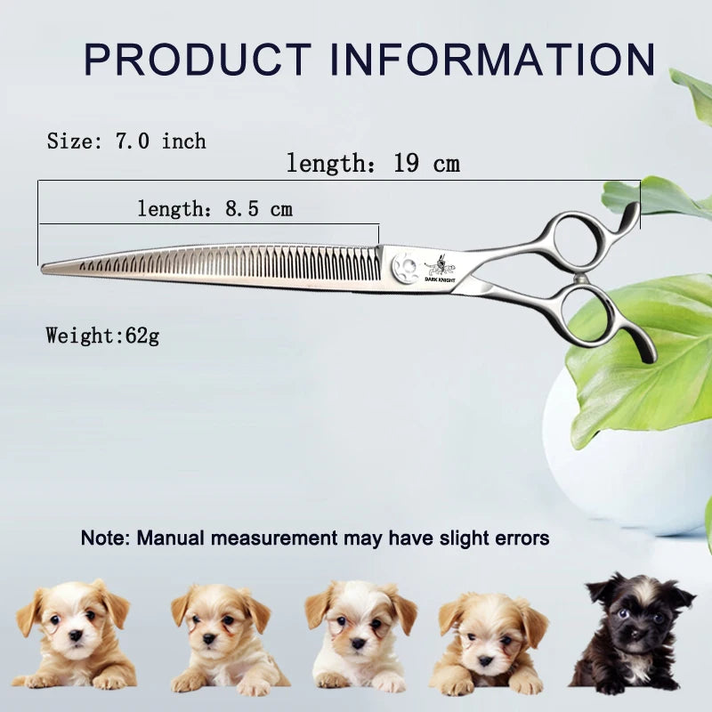 Professional pet scissors, pet beautician uses natural curved fishbone teeth scissors 440C, 7"dog hair trimming tool
