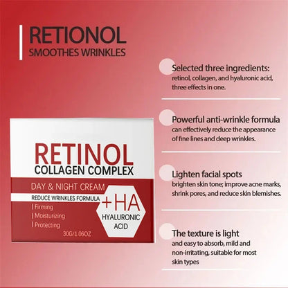 Face Body Whitening Cream Retinol Collagen Hyaluronic Acid 3in1 Remove Dark Spots Eliminate Melanin Dispel Acne Lighten The Skin