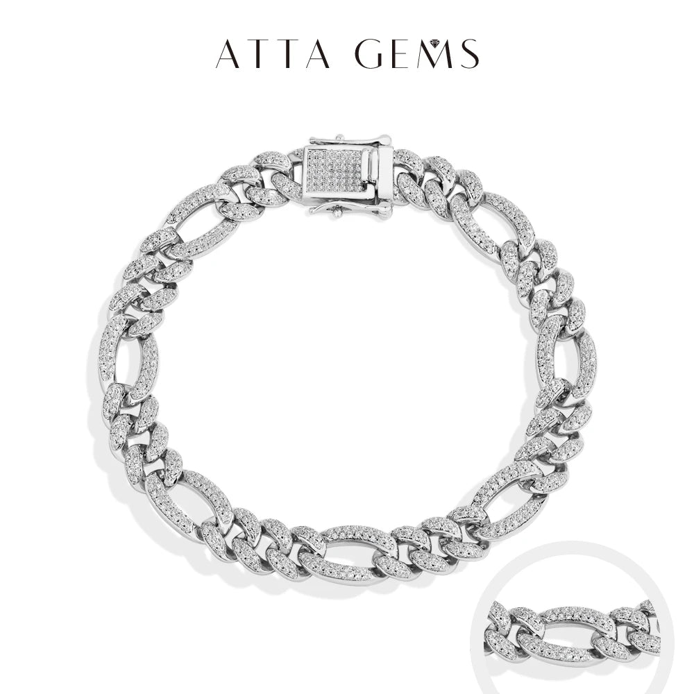 ATTAGEMS 2025New Full Moissanite Cuba Chain for ManWomen 925 Sterling Silver 18kGold Plated Classic Tennis Bracelet Fine Jewelry