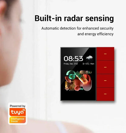 Tuya Zigbee 3.5 Inch Smart Wall Switch Touch Screen 4 Groups Switch 8-way Scene Radar Sensor Dimming Switch Curtain Smart Home