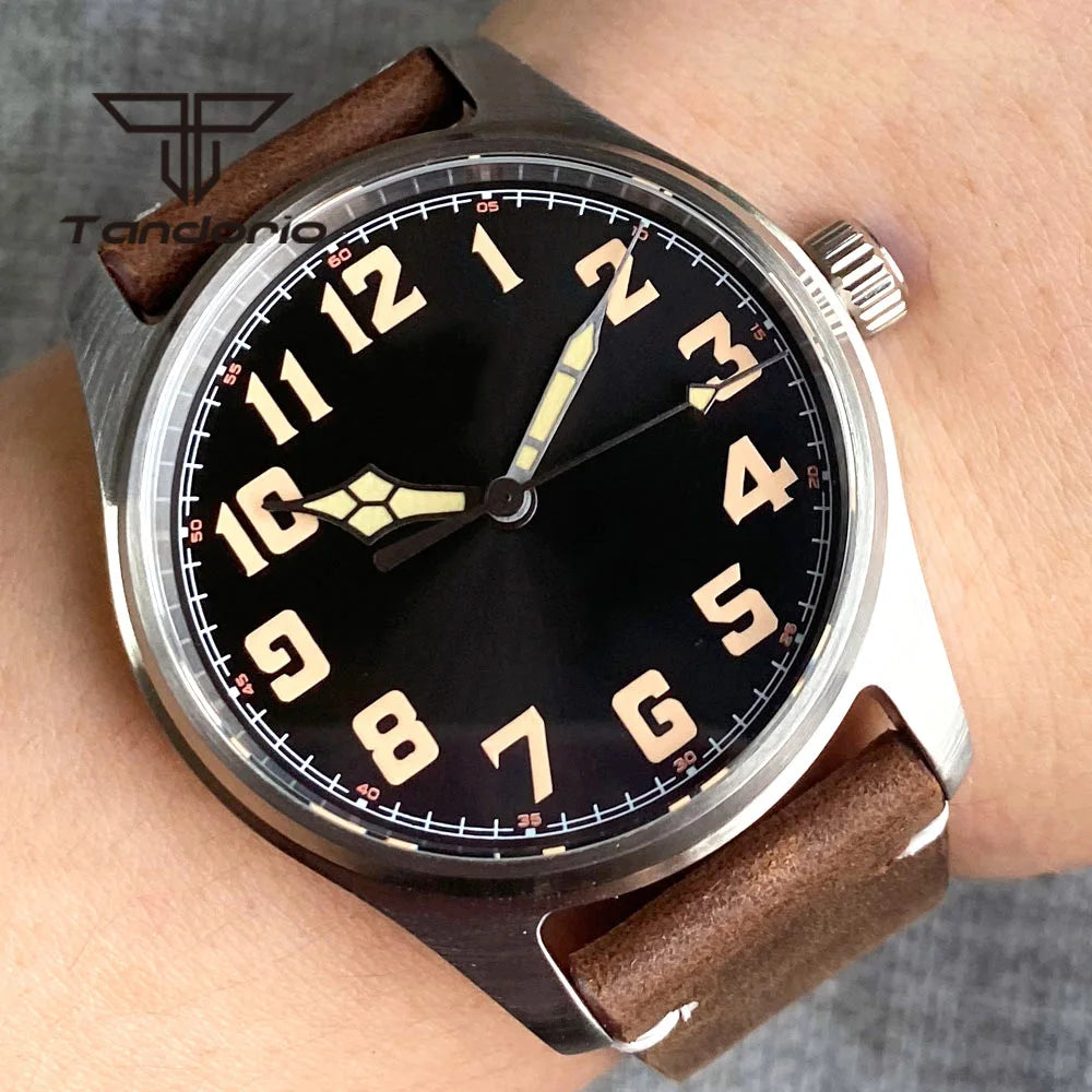 Tandorio 39mm 20BAR Dive Pilot Men's Automatic Steel Watch NH35 Miyota 8215 PT5000 Mechanical AR Sapphire Wristwatch Green Lume