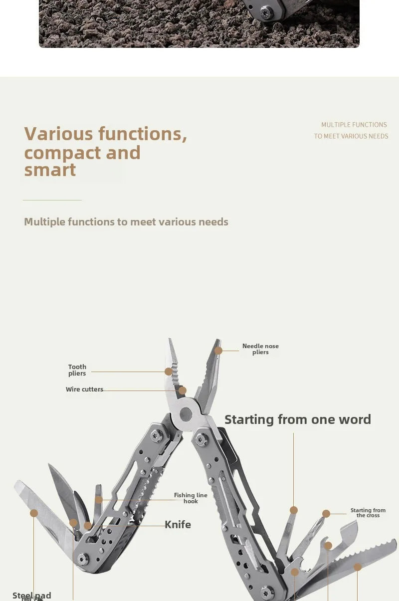 Folding Multi-tool Pocket Knife Pliers Mini Portable Fold Outdoor Hunting Survival Rescue Tactical Multipurpose Repair Tool