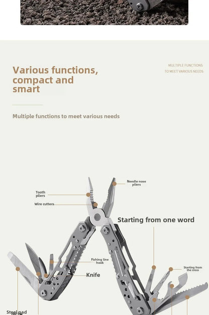 Folding Multi-tool Pocket Knife Pliers Mini Portable Fold Outdoor Hunting Survival Rescue Tactical Multipurpose Repair Tool