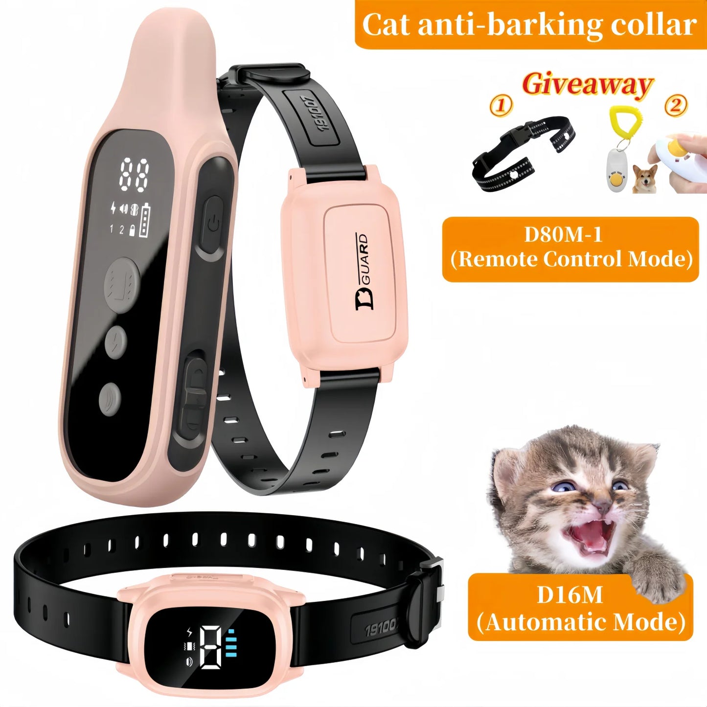 YHLC 800m Cat Anti Meowing Collar, Automatic No Shock Vibration Collar for Cats, Cat Trainer Designed Collar for Stop Meowing