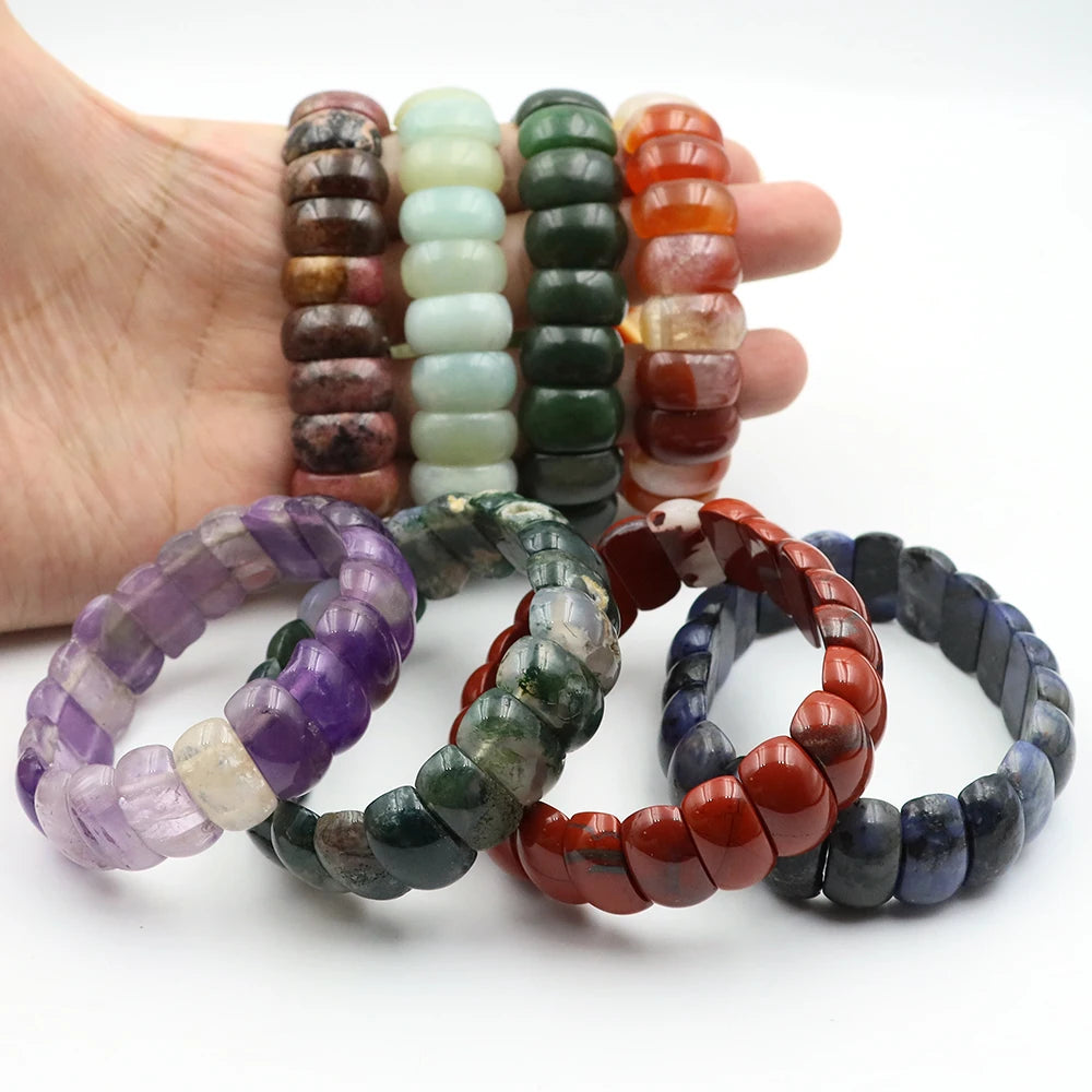 Natural Amethyst Gemstone Beads Bracelet Energy Stone Chakras Elastic Rope Healing Crystal Bangle Jewelry Woman Birthstone Gifts