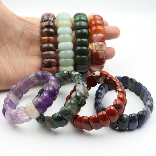 Natural Amethyst Gemstone Beads Bracelet Energy Stone Chakras Elastic Rope Healing Crystal Bangle Jewelry Woman Birthstone Gifts