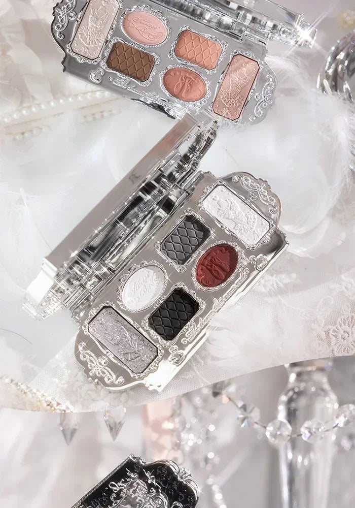 Flower Knows Swan Ballet Eyeshadow 6 Color Palette Matte Shimmer Glitter Mixed Long Lasting Eye Shadow Makeup Flowers Know