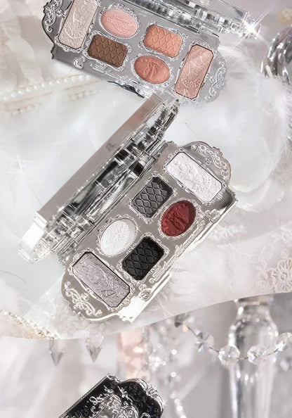 Flower Knows Swan Ballet Eyeshadow 6 Color Palette Matte Shimmer Glitter Mixed Long Lasting Eye Shadow Makeup Flowers Know