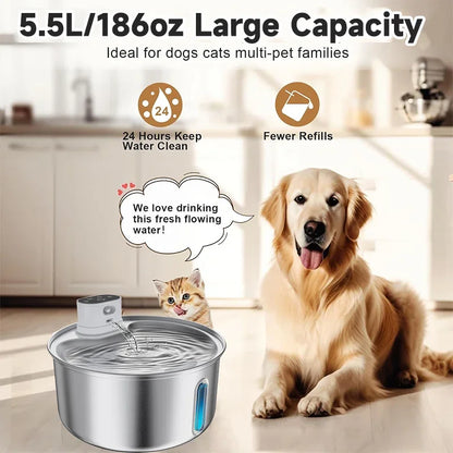 5.5L Wireless Charging Automatic Water Fountain  Intelligent Pet Water Dispenser With Filter Drinking Fountain For Cats Dogs