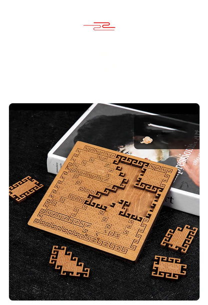 Impossible Wooden IQ Jigsaw Puzzle – 10-Level Brain Teaser Tangram Board Game