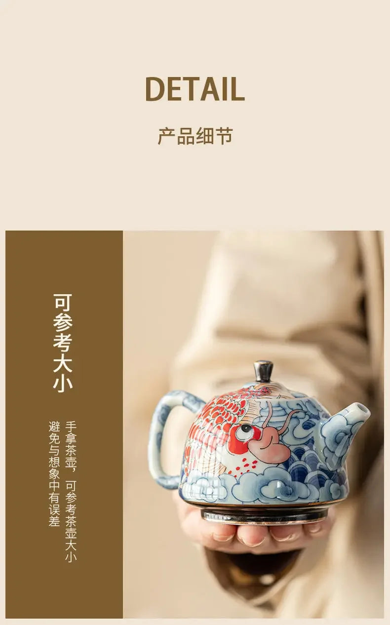 Chinese Underglaze Color Ceramic Teapot Tea Gift Customized Tea Infuser Tea Pot