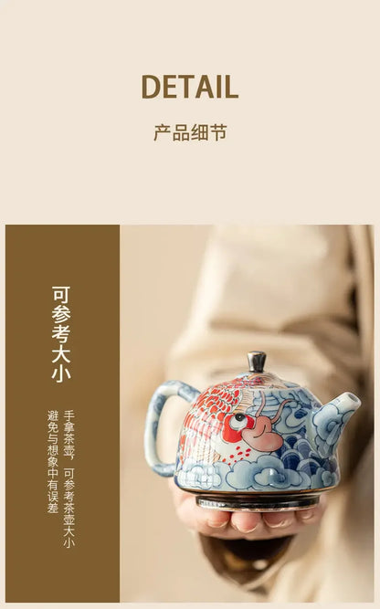 Chinese Underglaze Color Ceramic Teapot Tea Gift Customized Tea Infuser Tea Pot