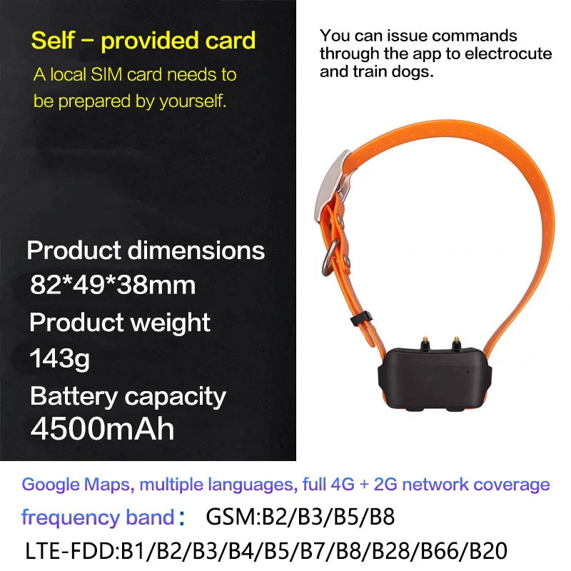 Pet Gps Locator, Hunting Dog Tracker, Dog Training Device, Remote Control, View Via App, Free, Waterproof