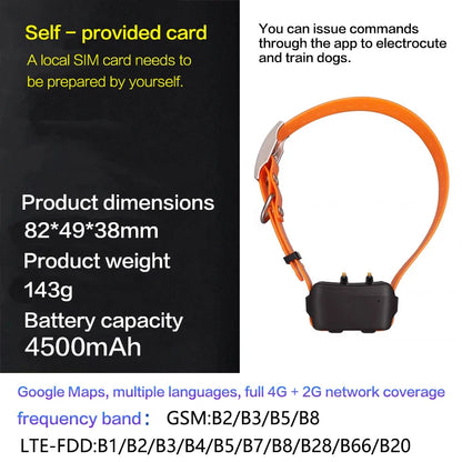 Pet Gps Locator, Hunting Dog Tracker, Dog Training Device, Remote Control, View Via App, Free, Waterproof