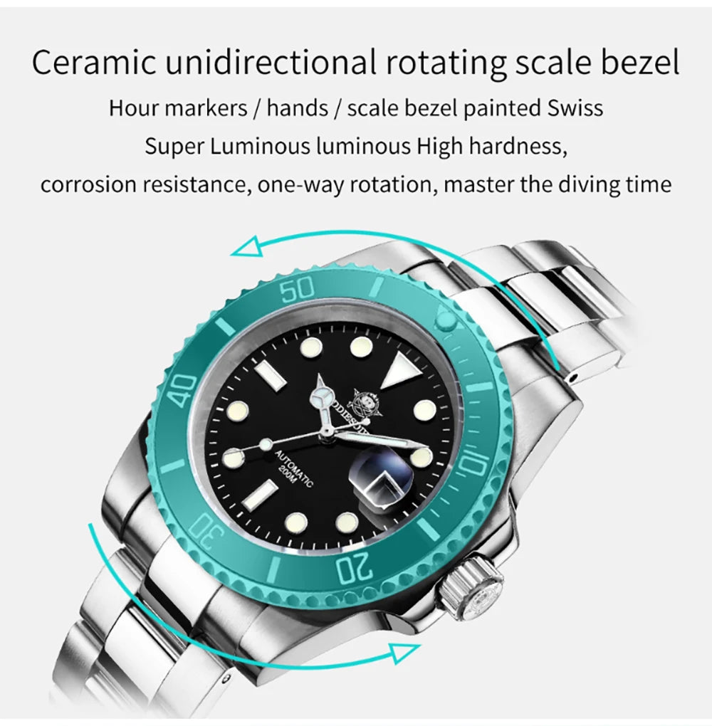 ADDIESDIVE NH35 Movement Automatic Watch Sapphire Crystal Mechanical Wristwatch 200m Diving Super Luminous Watches reloj hombre