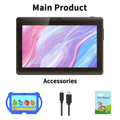 Relndoo 7 Inch Kid Tablet Android 13, 6GB(3+3 expanded) RAM 32GB ROM, WiFi, Dual Camera, IPS Screen, Kids Game Learning Tablets