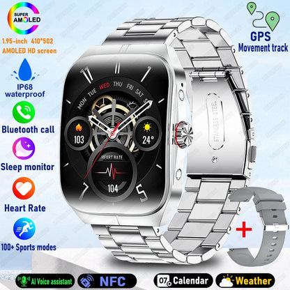 2025 New For OPPO Men Smart Watch Bluetooth Call Sports Watch Heart Rate NFC Waterproof Sports Women Smart Watch For Android iOS