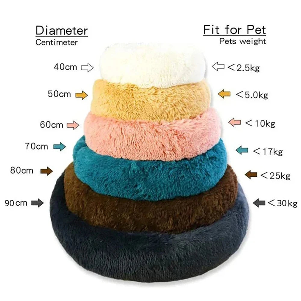 Plush Warm Round Large Dog Bed Winter Soft Puppy House Medium Cat Sofa Sleeping Bed Elastic Small Dog Kennel Nest Accessories