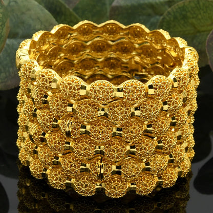 Luxury Dubai 24K Gold Color Bangles For Women Indian African Bracelets Charm Wedding Ethiopian Arabic Hand Jewelry Party Gifts