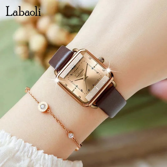 Women Watches Fashion Green Square Leather Quartz Watch High-Quality Luxury Waterproof Ladies Wristwatch Girlfriend Gift