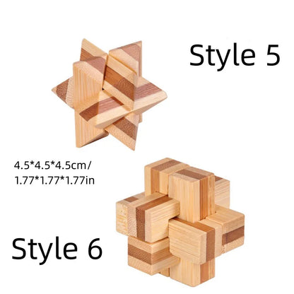Wooden Kong Ming Lu Ban Lock – 3D IQ Brain Teaser Montessori Puzzle Toy for Kids & Adults
