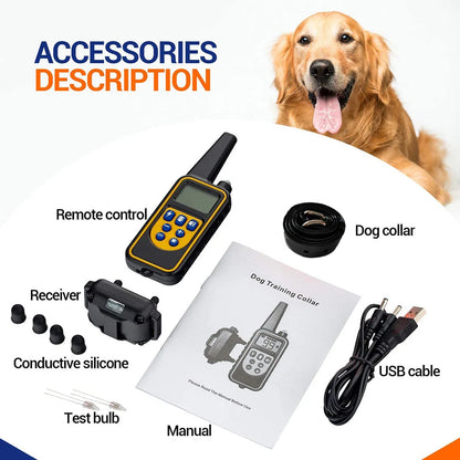 800m Electric Dog Training Collar Detachable Bark Rechargeable Anti Barking Shock Vibration Reflective Collar for All Dogs Pet