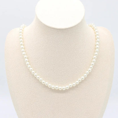 Elegant Round Imitation Pearl Necklace Fashion Women Simple Handmade Strand Bead Clavicle Chain Choker Wedding Jewelry Gift