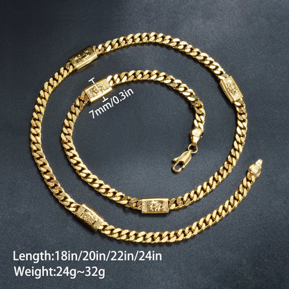 Pure Copper Alloy Men's and Women's Necklaces Vintage Hip-Hop Cuban Chains Suitable For Daily Wear Party Jewelry Gifts