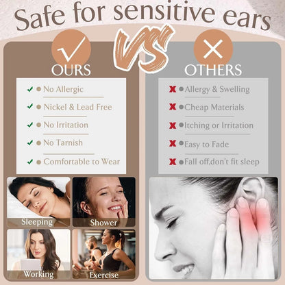 Drperfect Surgical Steel Earrings for Sensitive Ear Flat Back Hoop Cartilage Gold Plated CZ Studs for Women Multiple Piercing