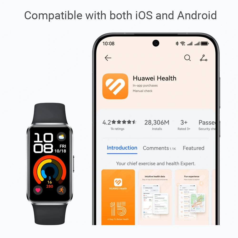 2025 Original Smart Watch Huawei Band 10 Smart Band 1.47'' AMOLED Screen Smartwatch Heart Rate Smartband 2 Weeks Battery Life