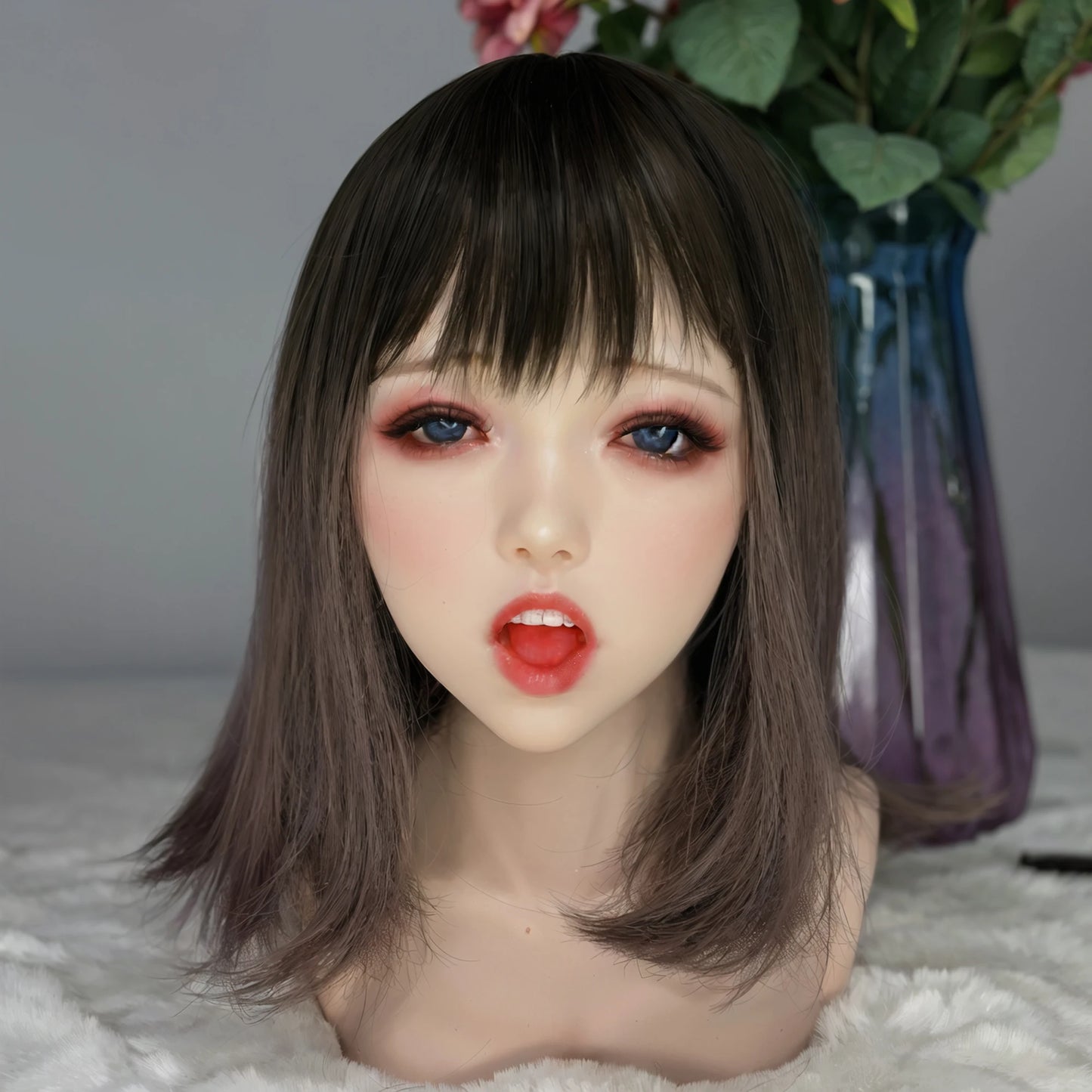 TPE doll single head,TPE material, art cosmetics, male adult toys, simulating female big head, real face, special mouth channel,