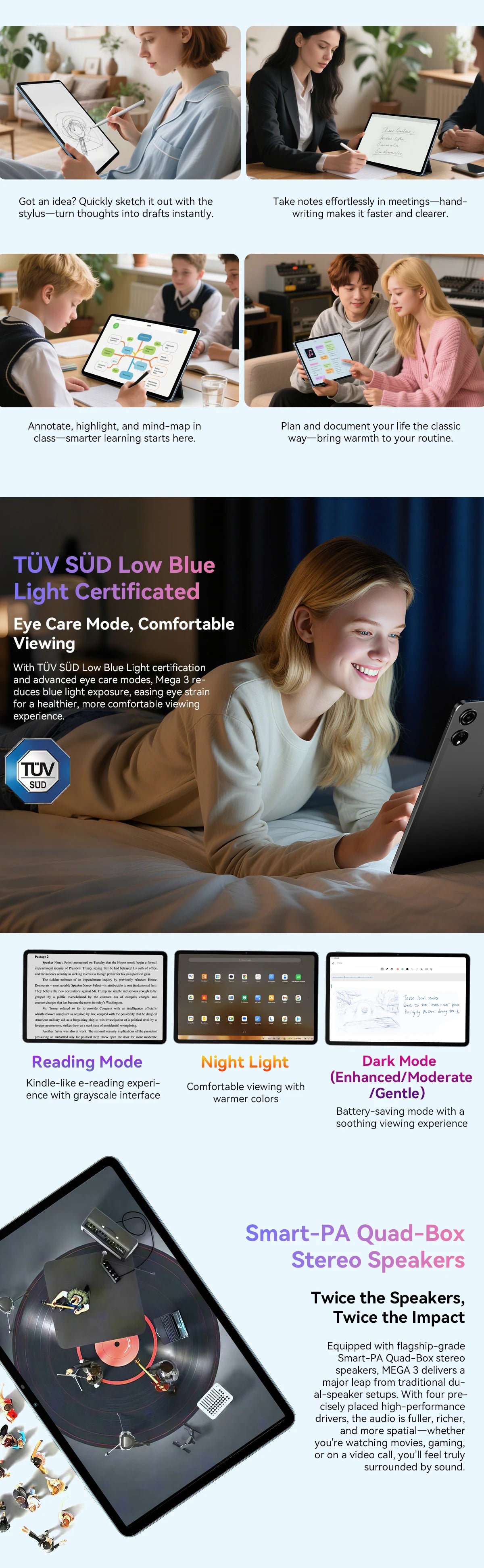 Blackview MEGA 3 Tablet - 12.1" 2.5K 90Hz Display Android 15 12GB 256GB 50MP Camera 8800mAh 33W Fast Charging