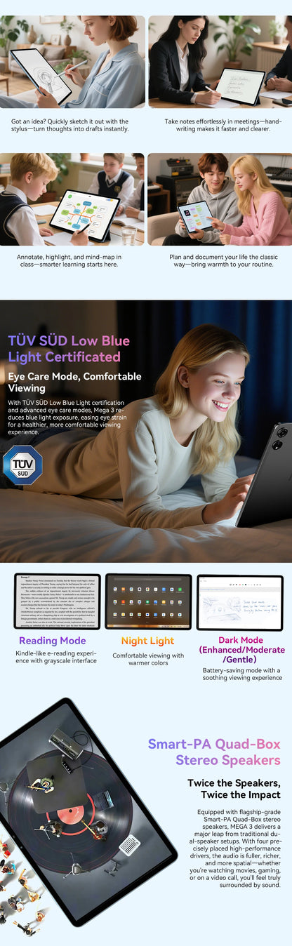 Blackview MEGA 3 Tablet - 12.1" 2.5K 90Hz Display Android 15 12GB 256GB 50MP Camera 8800mAh 33W Fast Charging