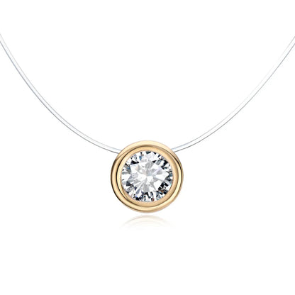 1 Pcs Fashion Alloy Contain Invisible Stone Necklace Gold Metal Color Transparent Clavicular Chain Necklace For Women N18-T2