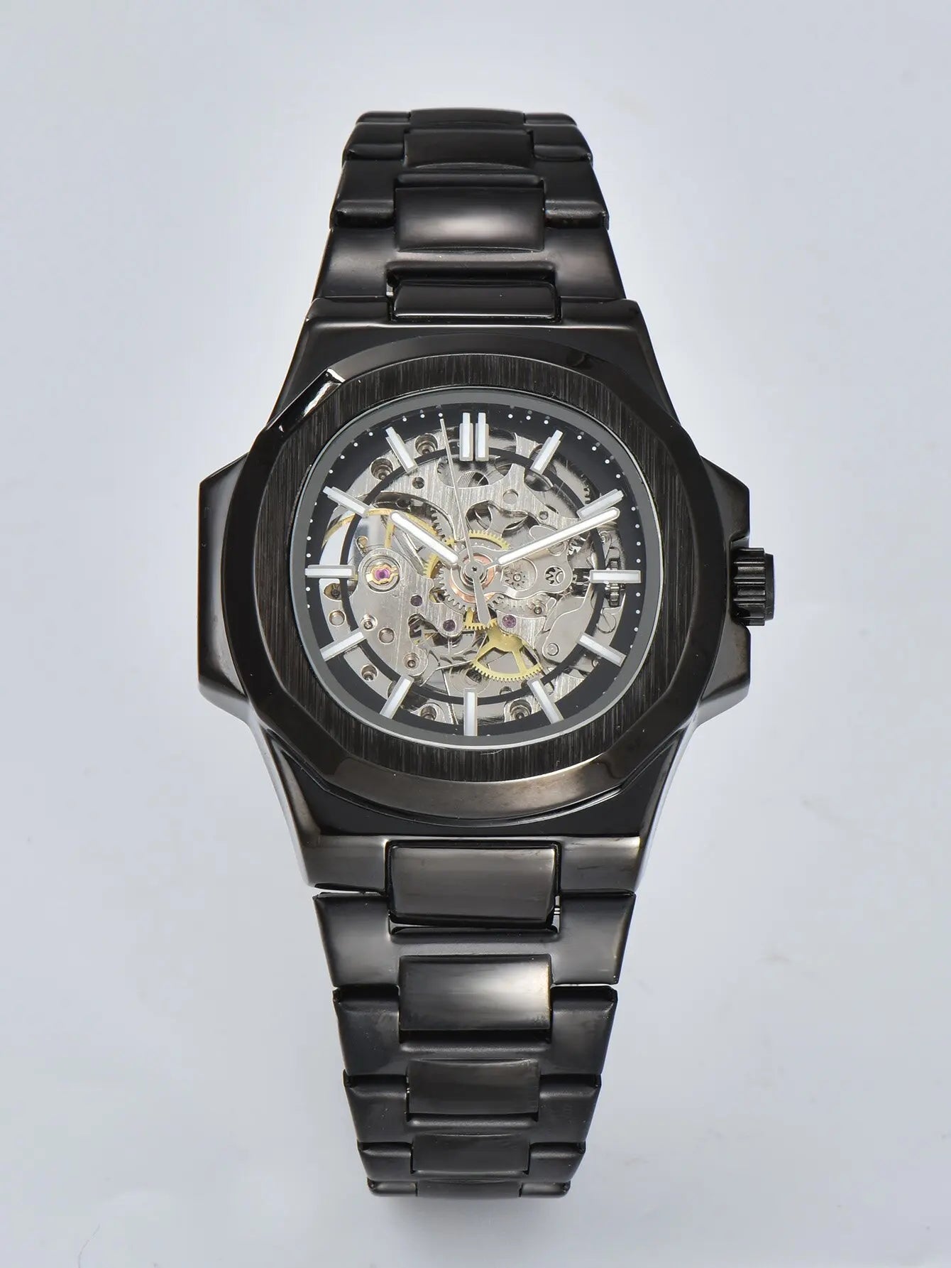 LONGLUX HOT SALE automatic mechanical men watch wholesale no logo waterproof skeleton business  stainless steel gift watch