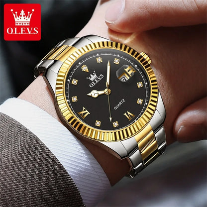 OLEVS Quartz Wristwatches Luxury Watch Business Waterproof Male Clock Luminous Date Stainless Steel Men Watch reloj hombre