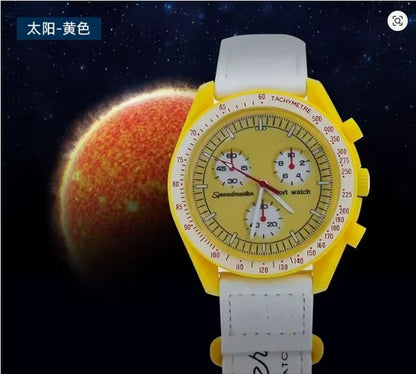 Fashion Trend Women's Watch Swatch Black Snoopy Luxury Brand Men's Watch Plastic Case Timing Moon Exploration Planet Watch