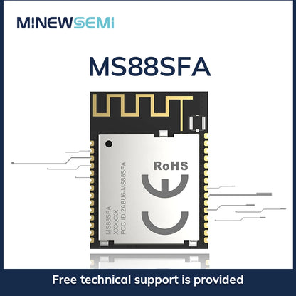 MS88SFA nRF52833 Module 29 GPIO 600 M Long Rang -96dBm to 4.9 mA Low Power Built-in PA/LNA PCB Antenna