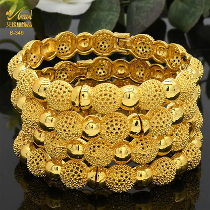 Luxury Dubai 24K Gold Color Bangles For Women Indian African Bracelets Charm Wedding Ethiopian Arabic Hand Jewelry Party Gifts